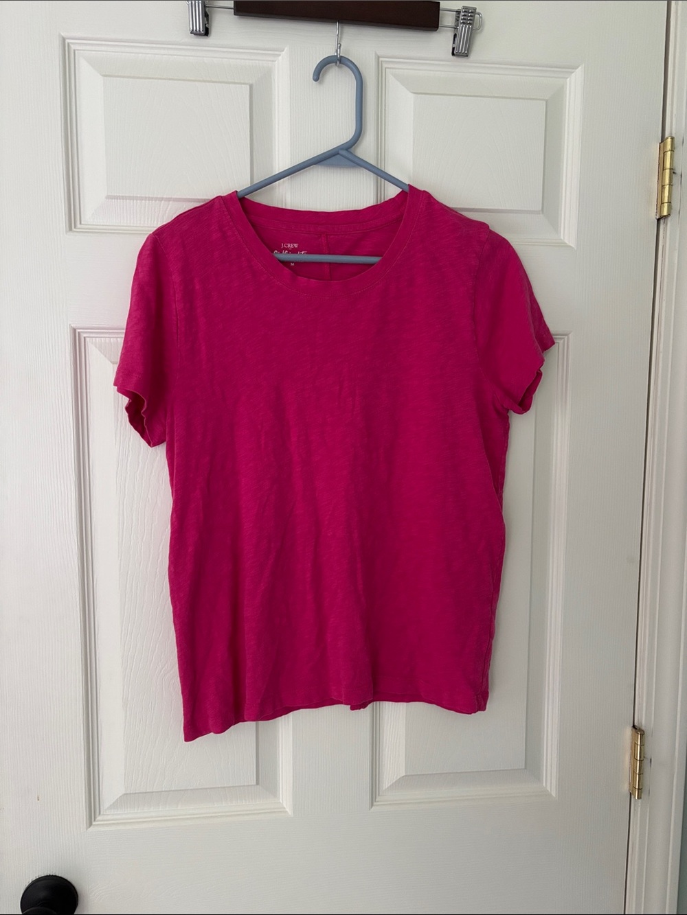 J. Crew Short Sleeve Crewneck Girlfriend Tee in Bright Fuchsia